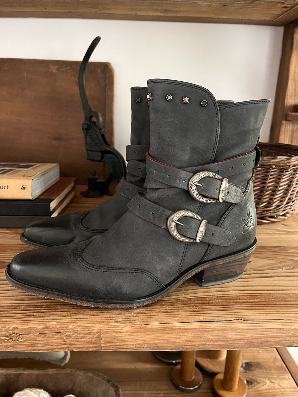 🖤 John Fluevog Ruth Double Buckle Ankle Boot